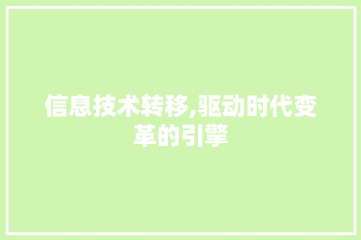 信息技术转移,驱动时代变革的引擎