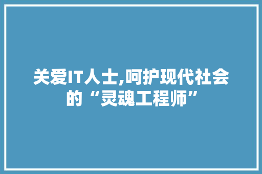 关爱IT人士,呵护现代社会的“灵魂工程师” SEO关键词