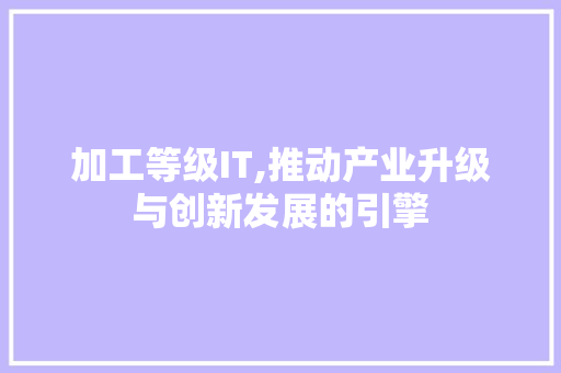 加工等级IT,推动产业升级与创新发展的引擎 搜狗SEO