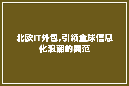 北欧IT外包,引领全球信息化浪潮的典范