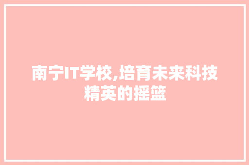 南宁IT学校,培育未来科技精英的摇篮