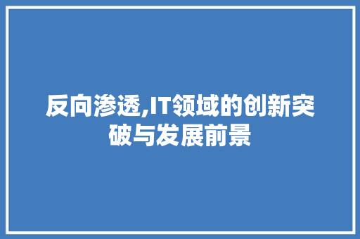 反向渗透,IT领域的创新突破与发展前景