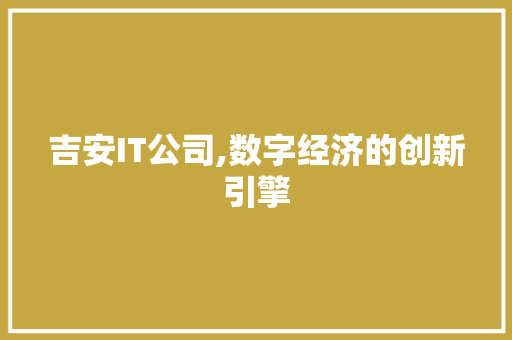 吉安IT公司,数字经济的创新引擎