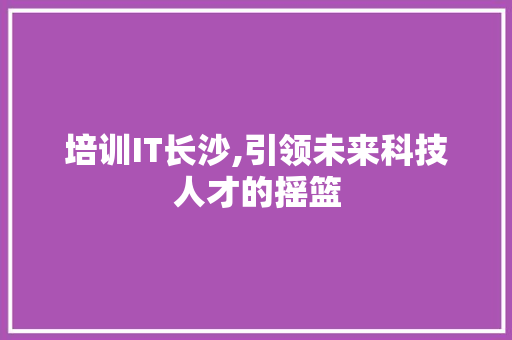 培训IT长沙,引领未来科技人才的摇篮