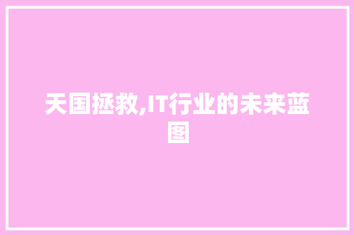 天国拯救,IT行业的未来蓝图