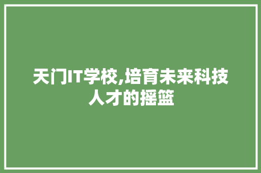 天门IT学校,培育未来科技人才的摇篮