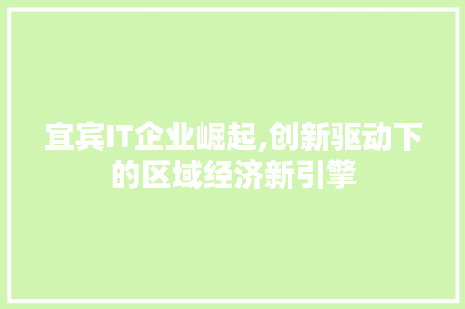 宜宾IT企业崛起,创新驱动下的区域经济新引擎 神马SEO
