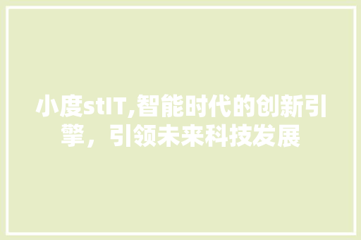 小度stIT,智能时代的创新引擎，引领未来科技发展