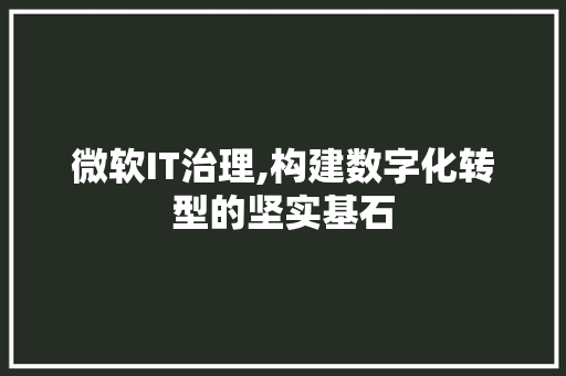 微软IT治理,构建数字化转型的坚实基石 网站建设公司