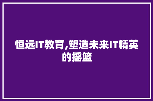 恒远IT教育,塑造未来IT精英的摇篮 百度SEO