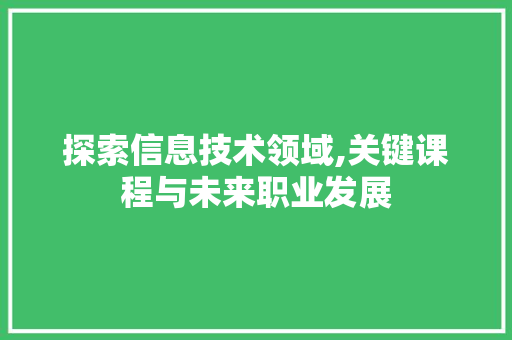 探索信息技术领域,关键课程与未来职业发展