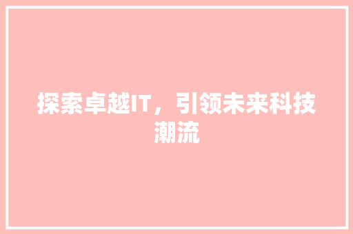 探索卓越IT，引领未来科技潮流