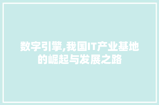 数字引擎,我国IT产业基地的崛起与发展之路 网站建设公司