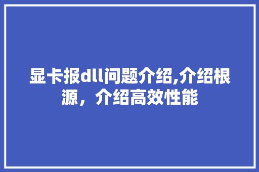 显卡报dll问题介绍,介绍根源，介绍高效性能 神马SEO