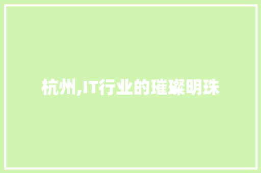 杭州,IT行业的璀璨明珠 百度SEO