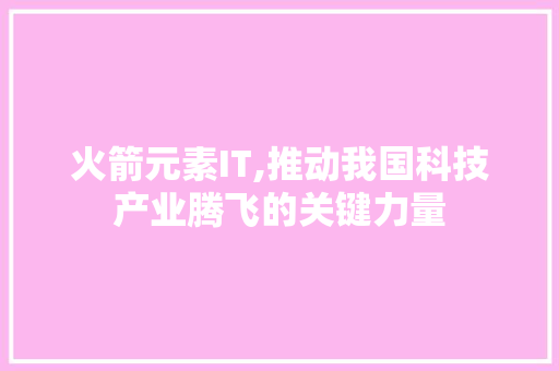 火箭元素IT,推动我国科技产业腾飞的关键力量 百度SEO