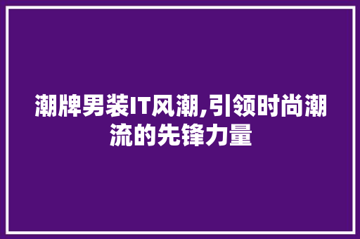 潮牌男装IT风潮,引领时尚潮流的先锋力量 神马SEO