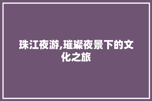 珠江夜游,璀璨夜景下的文化之旅 百度SEO