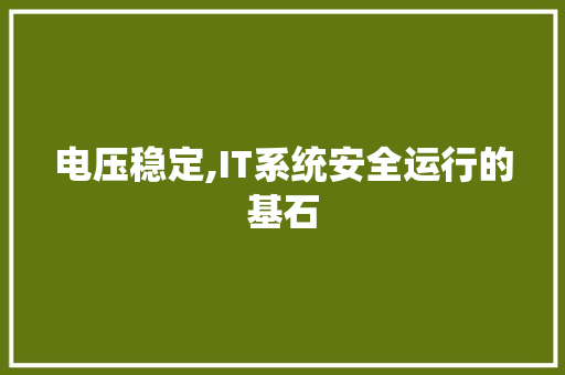 电压稳定,IT系统安全运行的基石 百度SEO