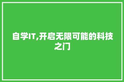 自学IT,开启无限可能的科技之门 网站建设公司 自学IT,开启无限可能的科技之门 网站建设公司