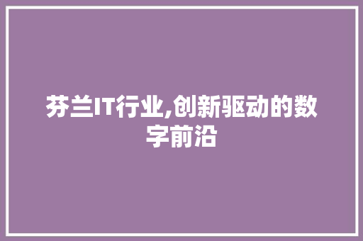 芬兰IT行业,创新驱动的数字前沿