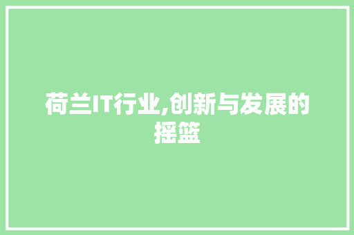 荷兰IT行业,创新与发展的摇篮
