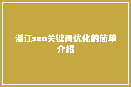 湛江seo关键词优化的简单介绍