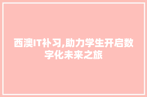 西澳IT补习,助力学生开启数字化未来之旅