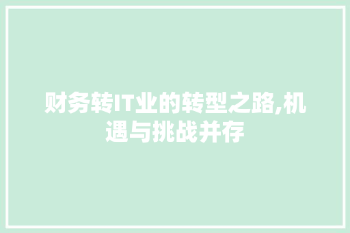 财务转IT业的转型之路,机遇与挑战并存 搜狗SEO