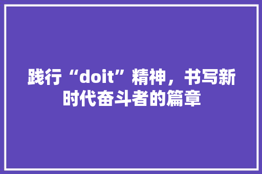 践行“doit”精神，书写新时代奋斗者的篇章 神马SEO