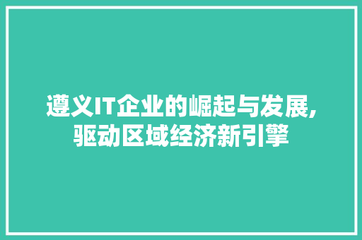 遵义IT企业的崛起与发展,驱动区域经济新引擎