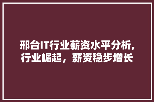 邢台IT行业薪资水平分析,行业崛起，薪资稳步增长