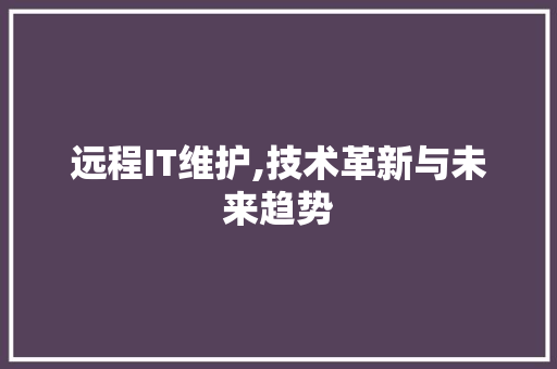 远程IT维护,技术革新与未来趋势 百度SEO