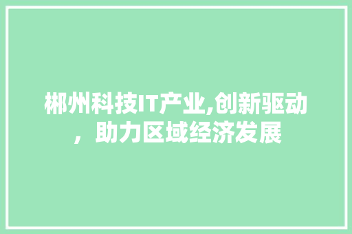 郴州科技IT产业,创新驱动，助力区域经济发展