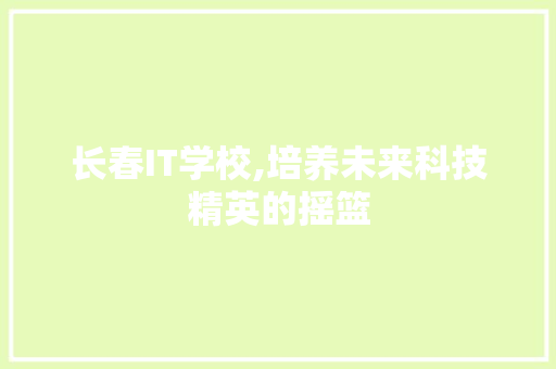 长春IT学校,培养未来科技精英的摇篮