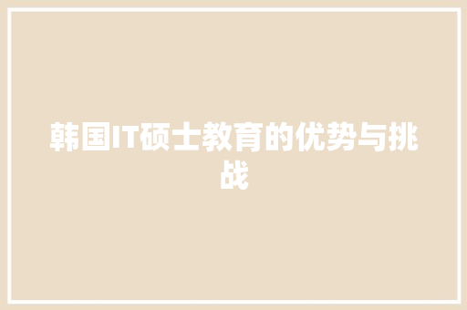 韩国IT硕士教育的优势与挑战