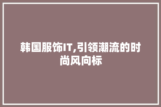 韩国服饰IT,引领潮流的时尚风向标
