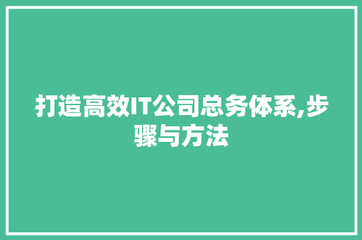 打造高效IT公司总务体系,步骤与方法