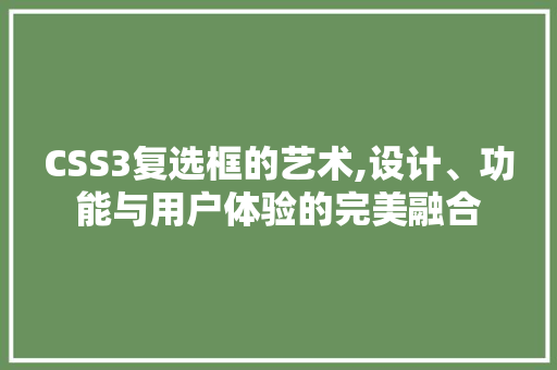CSS3复选框的艺术,设计、功能与用户体验的完美融合 网站建设公司