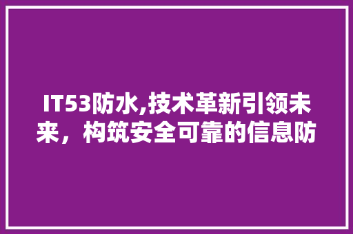 IT53防水,技术革新引领未来，构筑安全可靠的信息防线