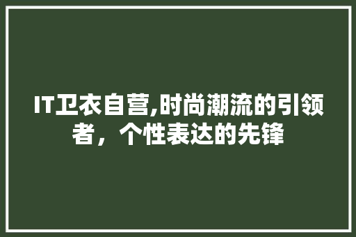 IT卫衣自营,时尚潮流的引领者，个性表达的先锋