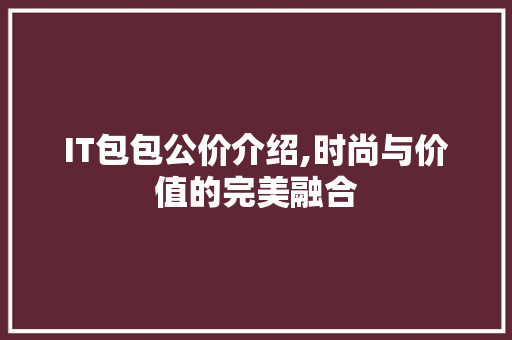 IT包包公价介绍,时尚与价值的完美融合