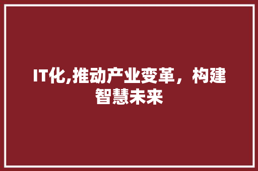 IT化,推动产业变革，构建智慧未来 搜狗SEO