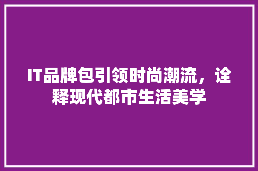 IT品牌包引领时尚潮流，诠释现代都市生活美学