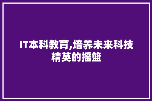 IT本科教育,培养未来科技精英的摇篮