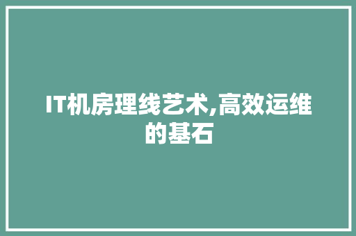 IT机房理线艺术,高效运维的基石