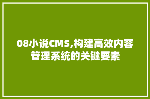 08小说CMS,构建高效内容管理系统的关键要素