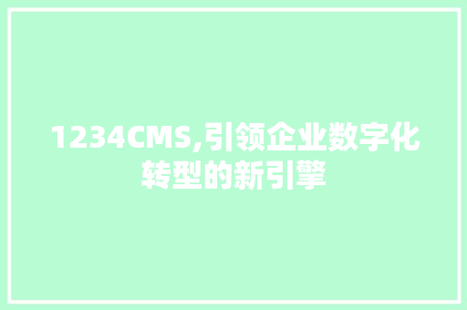 1234CMS,引领企业数字化转型的新引擎 网站建设公司