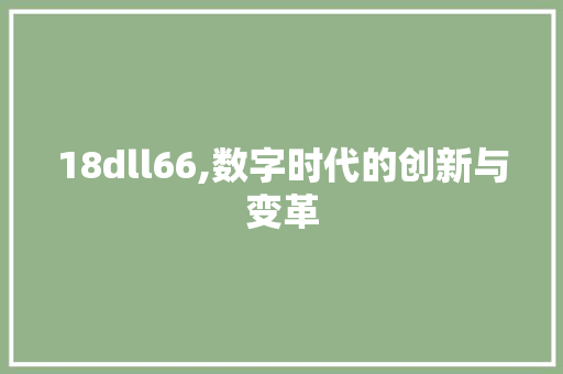 18dll66,数字时代的创新与变革 网站建设公司