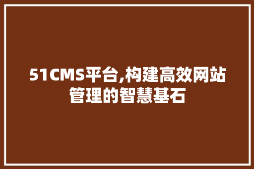 51CMS平台,构建高效网站管理的智慧基石